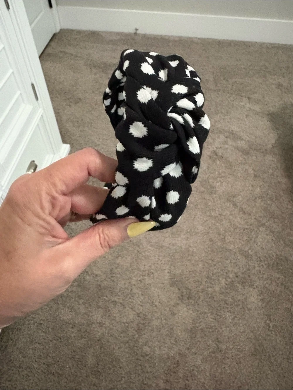 Black and White Polka Dot Knotted Headband